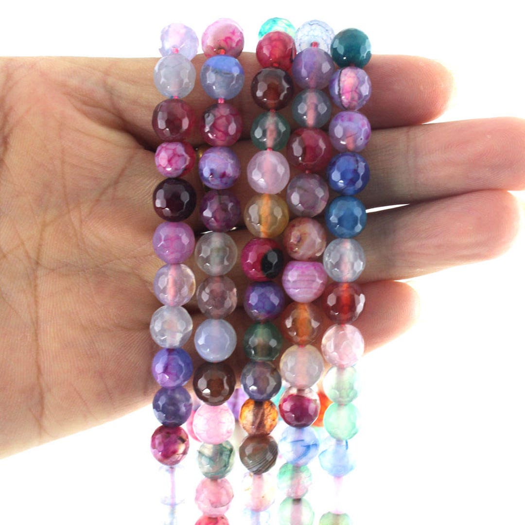 8mm Faceted Agate Beads Gemstone Beadsdyed Agate Beads - Etsy