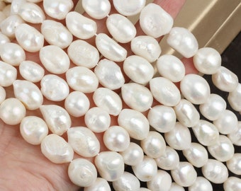 12-15mm White Nugget Pearl Beads, Natural Freshwater Pearls, Loose Pearl Strand, Handmade Jewelry Making, DIY Beading Supplies--26Pcs--LN001