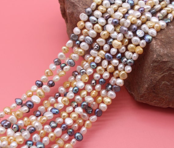 5-6mmSmall Seed Pearl Beads,Mix Colors Nugget Freshwater Pearl Beads,Baroque Pearl Beads,Loose Pearl For Jewelry Making15-15.5inches LM003-1