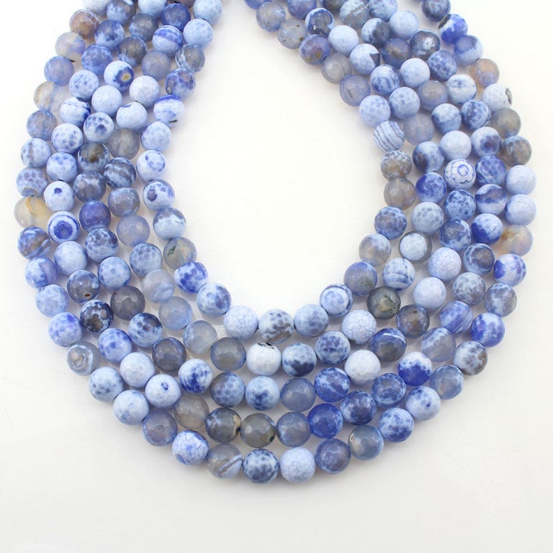 Charming Sky Blue Agate Beads Gemstone Beads 8MM Round Etsy