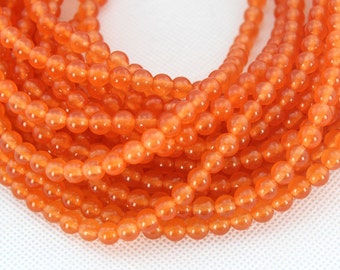 Full Strand,6mm Smooth Jade Beads,Orange Round Jade Beads,Jade Gemstone Beads,Loose Stone Beads For Jewelry Bracelet-65 pcs-15.3inches-BJ015