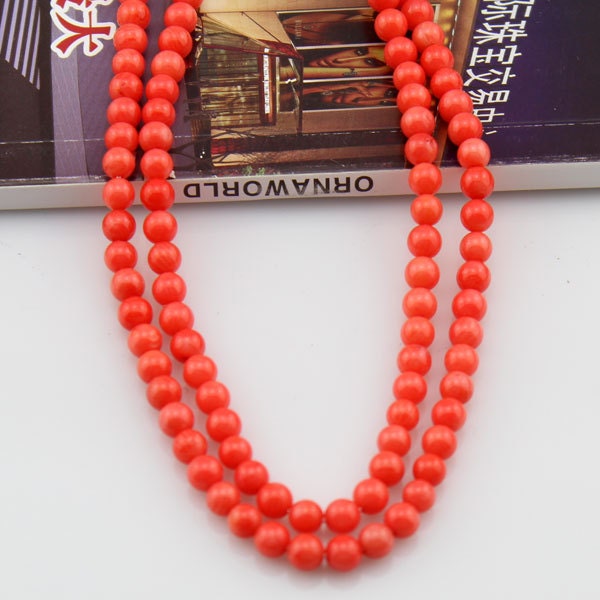 5-6mm Round Orange Coral Beads, Loose Gemstone Spacer Beads, Healing Beads, DIY Jewelry Making Design for Bracelet Necklace--16inches--BC001