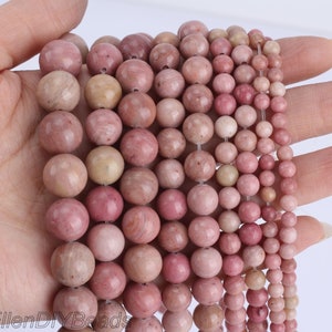 4-12mm Pink Rhodonite Beads, Natural Pink Gemstone Beads, Full Strand, Healing Beads, DIY Jewelry Making, Wholesale Beads--15inches--STN0051