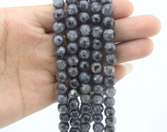 8 mm fasetterade grå agatpärlor, agatpärlor, halvädelstenspärlor, hel sträng, lösa pärlor för att göra halsband/armband - 15-16 tum - EB387