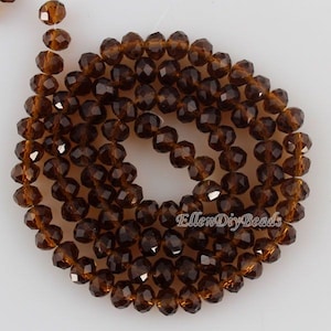 60%OFF 100 PCS New 6mm Romantic Brown Rondelle Faceted Crystal Beads, Brown Crystal Beads,1Strand,Gemstone Beads,Supplies-BR053