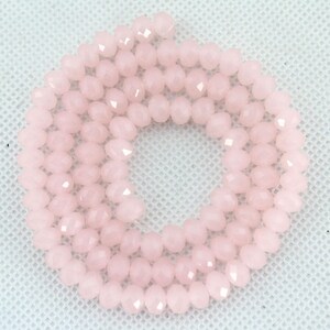Cuentas de cristal facetadas redondas rosas de 6 mm, cuentas de cristal rosa, cuentas redondas de vidrio con piedras preciosas, cuentas espaciadoras de piedras preciosas sueltas para pulseras DIY-BR017 imagen 1