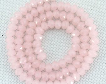 6mm Pink Rondelle Faceted Crystal Beads,Pink Crystal Beads,Gemstone Glass Rondelle Beads ,Loose Gemstone Spacer Beads For DIY Bracelet-BR017