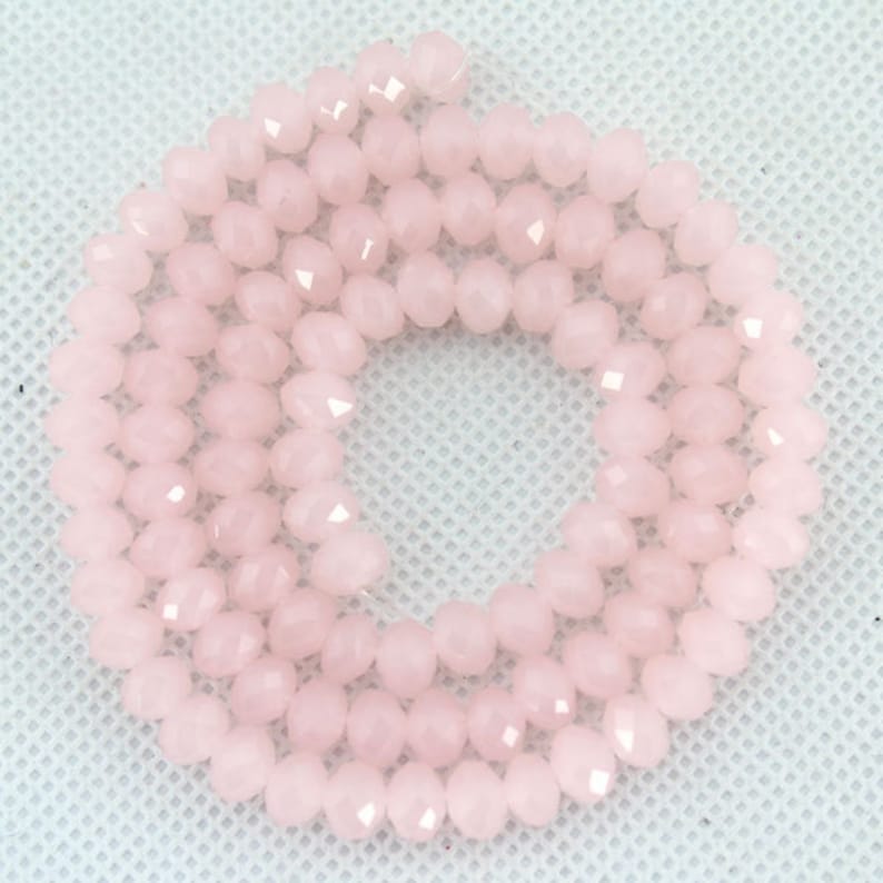 Cuentas de cristal facetadas redondas rosas de 6 mm, cuentas de cristal rosa, cuentas redondas de vidrio con piedras preciosas, cuentas espaciadoras de piedras preciosas sueltas para pulseras DIY-BR017 imagen 1