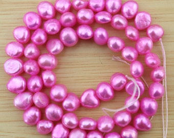 Perle Di Perle D'acqua Dolce Barocche Viola Scuro Rosa 7-8x8-9 Mm - Foto 3