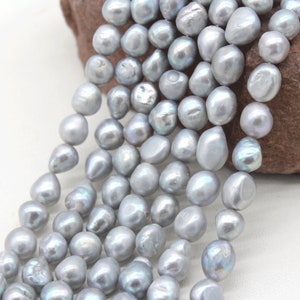 10-11mm Nugget Pearl Beads, Light Gray Freshwater Pearl Beads, Loose Pearls, Pearl Strands, Pearls Necklace Jewelry-30pcs-15.5 inches--BP003