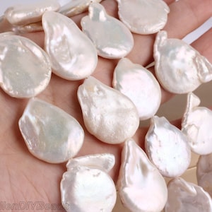 20-22x25-30mm White Coin Pearl Beads, Natural Freshwater Pearl Beads, Loose Pearl Beads, Wedding Jewelry, Full Strand-14pcs-15inches-NK001-7