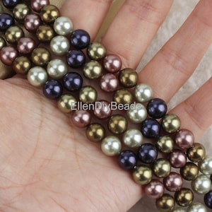 8mm Smooth Round Shell Beads, Good Luster Colored Shell Beads, Shell Beads, Handmade Necklace Making, Beading Supplies--15inches-SH0033