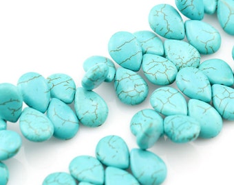 Blue Teardrop Turquoise Beads,Howlite Turquoise Beads,Turquoise Gemstone Beads,Beads For Jewelry Making---16 inches-60pcs--13*18mm---BT020