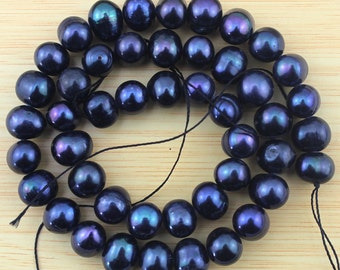 7-8 mm Freshwater Pearls Beads,Potato Shape Pearl beads,Peacock black pearl beads,Loose pearls,Pearl For jewelry making-15 inches-FS61