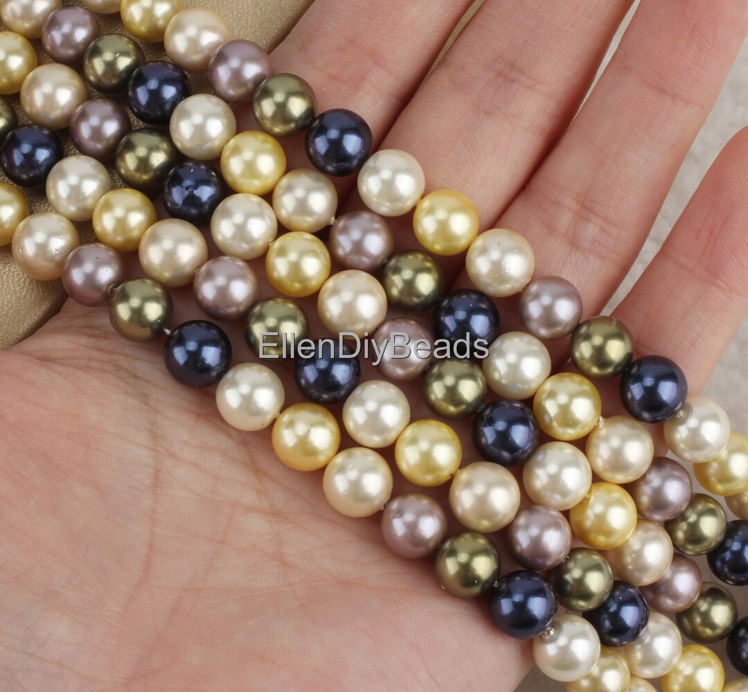 Shell Pearl Color 8mm Shell Pearls, Mixed Colors Shell Pearls, Good Luster Round Shell ...