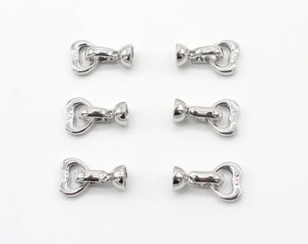 High Quality Silver plated Flod over Clasps,Heart Shape Clasps Connector,Necklace / Bracelet Claps,Chain Connectors, DIY Findings--NGA50