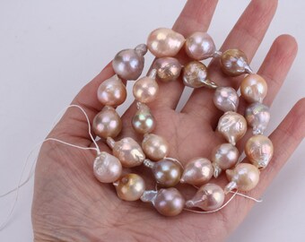 13-14x18-20mm MixColor Nucleated Pearl beads,Natural Fireball Pearl Beads,Large Drop Edison Pearls Beads,Jewelry Pearl Beads-22pcs--FS52