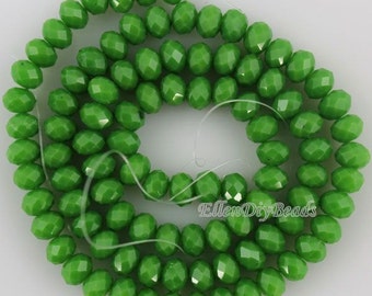 New-100 Pcs- 6mm Romantic Green Rondelle Faceted Crystal Beads,Loose Faceted Glass Crystal Rondelle,Jewelry Supplies-BR062