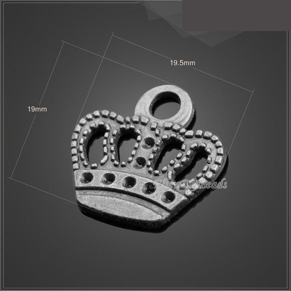 15Pcs Antiqued Silver Tone DIY// Crown Mixed Charms Pendants