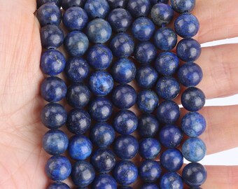 Dark Blue Lapis Lazuli Stone Beads, Beautiful Semi-Precious Beads, Round Smooth Beads, Dark Elegant Beads, Full Strand, DIY Beads----STN0044