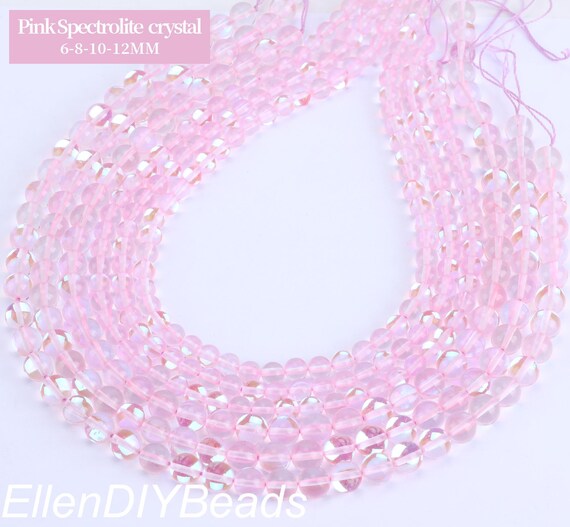 Pink Spectrolite Crystal Beads, Beautiful Crystal For Jewelry Making, Flash  Fiery Mystic Aura Quartz Beads, Full Strand--15inches---STN00336