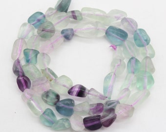 6-7mm Nugget Multicolor Fluorite Beads,Genuine Fluorite Gemstone Beads,Loose Fluorite Pebble Beads For Jewelry Making-15.5inches--NST1220-11