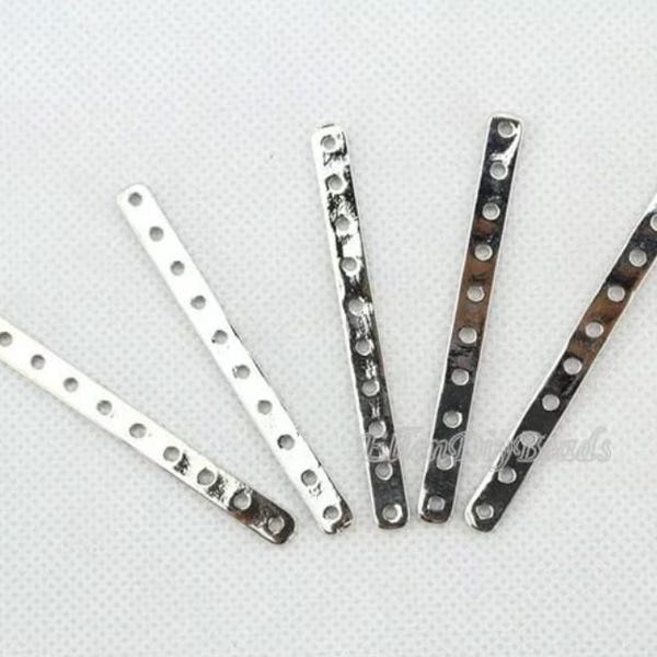 10 Pieces Silver Plated High Quanlity 10 Strands Jewelry Separator Bar,10 Holes Flat Spacer Bar,Jewelry Making For Necklace Bracelet--BN023