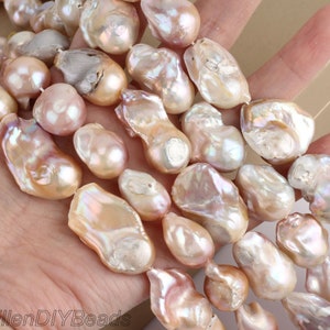 Good Luster Big Baroque Pearl Bead,Genuine Freshwater Fireball Pearls,Loose Pearls For Jewelry Making-17-18x23-25mm-15.5 inches-YHZ004-4