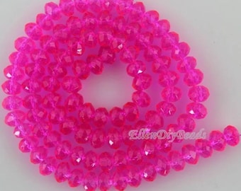 60%OFF 100 Pcs,New 6mm Romantic Fushia Rondelle Faceted Crystal Beads,Fashion Fushia Crystal Beads,1Strand,Gemstone Beads,Supplies-BR078