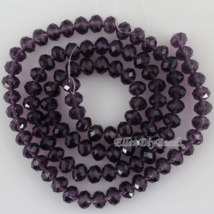 Wholesale 6mm Romantic Purple Rondelle Faceted Crystal Beads,Purple Crystal Glass Beads,Spacer beads,Gemstone Beads For Bracelet -BR084