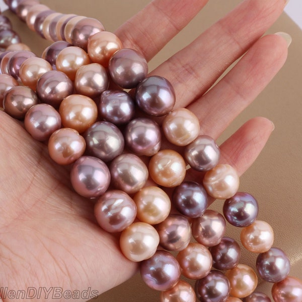 12-14mm Near Round Mix Colors Freshwater Edison Pearls,High Luster Genuine Loose Pearl Beads,Necklace Design,Wholesale Pearls-ADS003