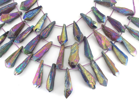Rainbow Quartz Beads,Quartz Points Strand, Loose Gemstones Quartz Points, Crystal Pendant,Crystal Bulk,DIY Beads Supllies