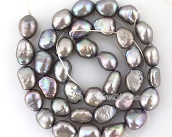 8-9MM Gris Barroco Pepita Perlas, perlas barqoue, Perlas de perlas de agua dulce.Perlas al por mayor para la fabricación de joyas--36 piezas--14 pulgadas--BP006