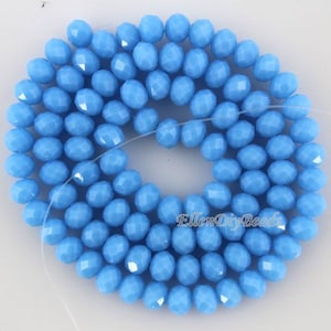 100 Pieces,New 6mm  Blue Cryatal Rondelle beads, Spacer beads,Faceted Crystal Beads,Blue Crystal Beads,Gemstone Beads,Jewelry Supplies-BR085