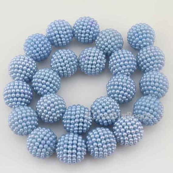 Cheap 20mm Blue Round Pearl Ball Beads,Acrylic Plastics beads,Bubble Gum Beads,Jewelry Making beads, Full Strand,Gemstone Beads-23 Pcs-BR079