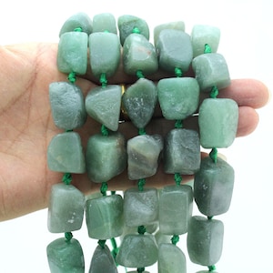 Chunky Aventurine Beads,Green Nugget Stone Beads,Center Drilled Rough Stone,Large Hole Gemstone beads, Jewelry making beads--15.5inch--JS002