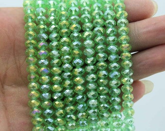 100 PCS -6mm Faceted Neon Green Crystal Glass Beads,One Full Strand,Crystal Spacer Beads,Gemstone Rondelles,Jewelry  Supplies-17 inch--CY016