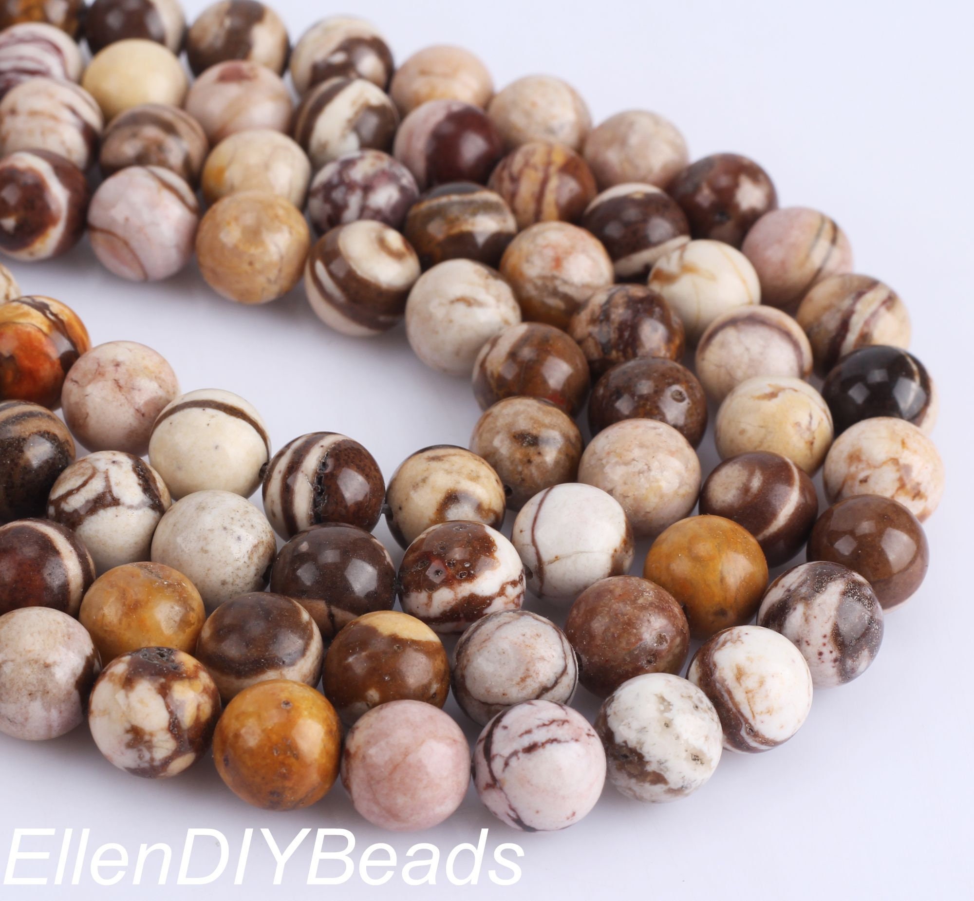 【訳あり】 Australian 4mm,6mm,8mm,10mm,12mm Zebra Round Natural Stone, アクセサリー