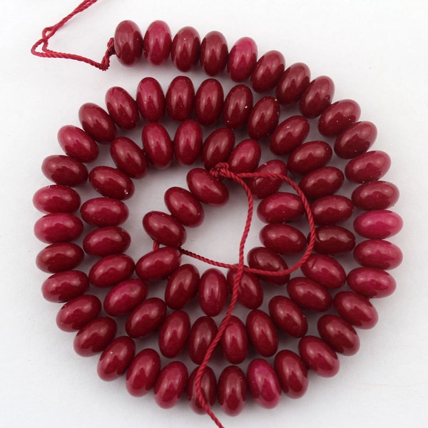 5*8mm Smooth Red Jade Rondelle Beads,Jade strand,Spacer beads.Gemstone beads for diy jewelry necklace-----15  inches----80 Pcs--EBT99