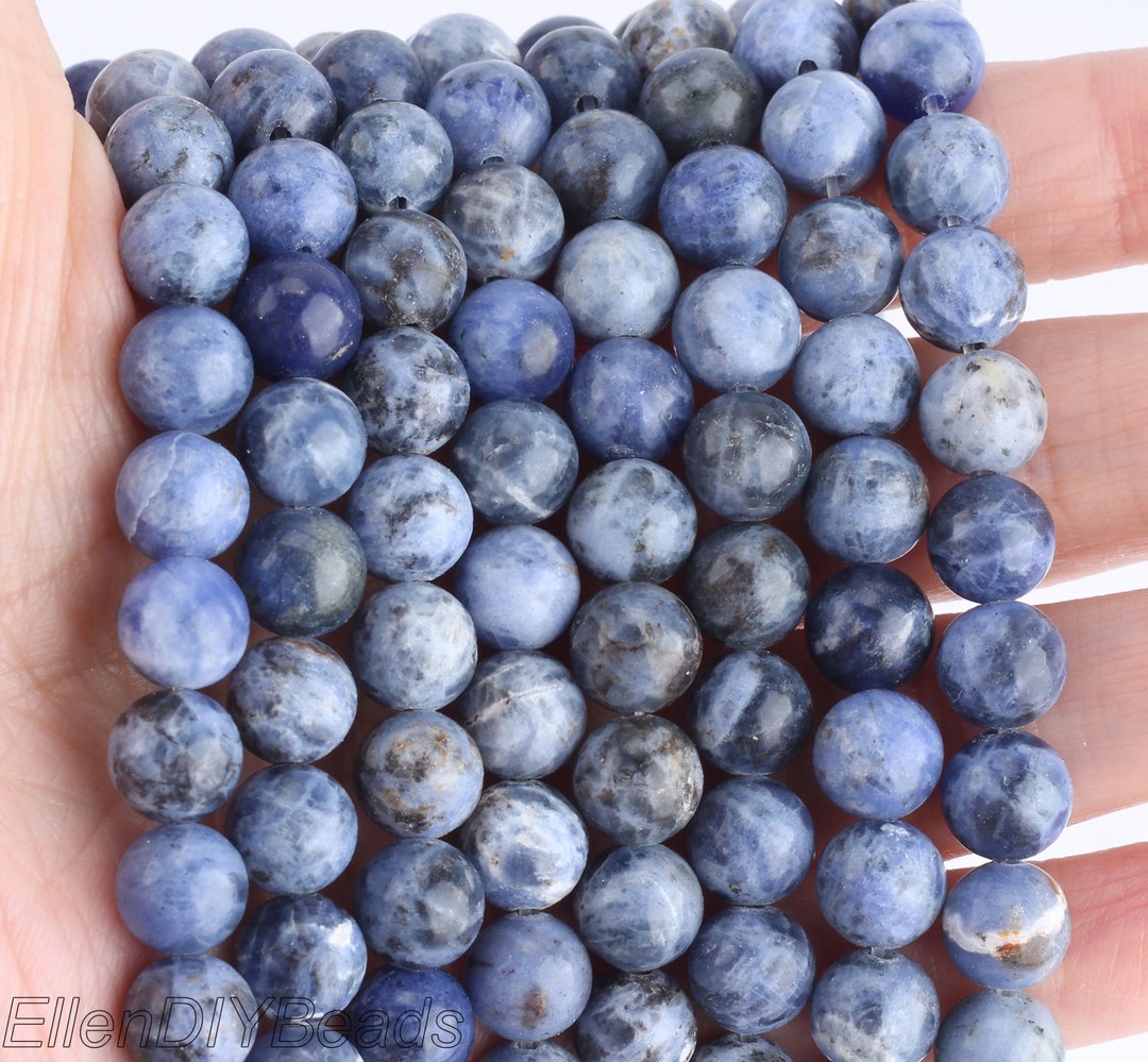 Natural Dark Blue Striped Stone Round Beads, Natural Stone Beads