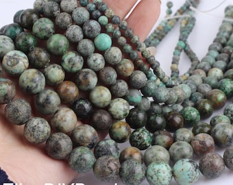 4-12mm Round African Turquoise Beads, Loose Stone Beads, Natural Turquoise beads, Gemstone Beads, DIY Jewelry Supplies--15 inches---STN00106
