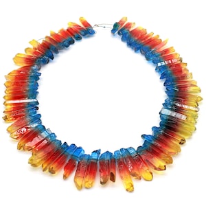 Mystic Titanium Crystal Quartz Points, Multi color Raw Quartz Crystal Stick Beads ,Healing Crystals,Quartz Crystal Beads DIY Bulk---NS243