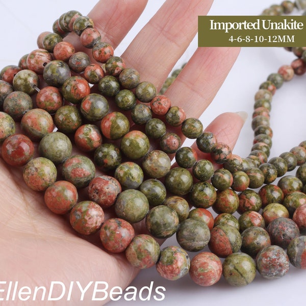 4mm,6mm,8mm,10mm,12mm Green Pink Unakite Beads, Round Agate Beads, Loose Unakite Stone Beads, Gemstone Beads, Jewelry making beads---STN0016