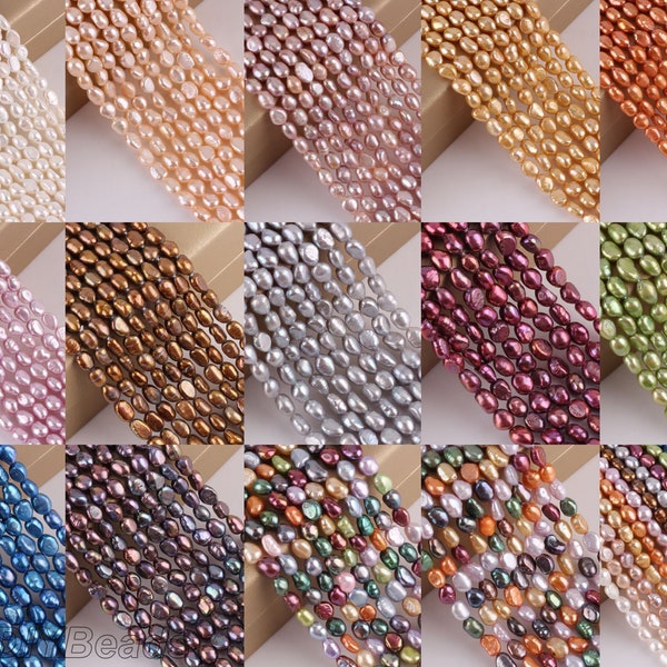 Perles de perles baroques multicolores de 6-7 mm, brins de perles de culture, perles de nacre en vrac, collier de perles pour la fabrication de bijoux -46 pièces-14-15 pouces