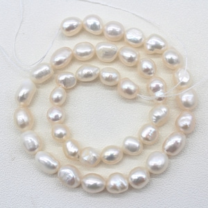 8-9mm Baroque Pearl Beads,White Nugget Freshwater Pearl Beads,Natural White Pearl Beads,Loose pearls.Pearl jewelry-36pcs--14 inches