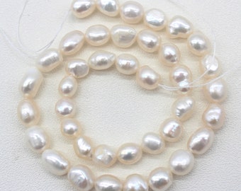 8-9mm Baroque Pearl Beads,White Nugget Freshwater Pearl Beads,Natural White Pearl Beads,Loose pearls.Pearl jewelry-36pcs--14 inches