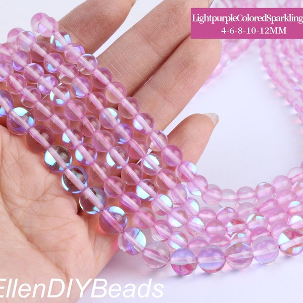 Light Purple Spectrolite Crystal Beads,Beautiful Colored Sparkling Crystal For Jewelry Making,Flash Fiery Mystic Aura Quartz Beads--STN00289