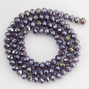 Sparkle Dark Purple Rondelle Faceted Crystal Beads, Good Luster Crystal Glass Beads, Loose Gemstone Beads, DIY Jewelry Supply--100pcs--BR037