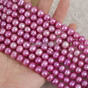 8-9mm Purple Pearl Beads, Genuine Potato Shape Freshwater Pearls, Loose Pearl Beads, Beading Supplies,Full Strand-51pcs--15inches--BHY005-23