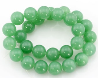 8mm,10mm,12mm,14mm Smooth Green Jade Beads, Jade Strand, Loose Round Jade Beads, Jewelry Design Necklace  Bracelet Beads--15.3 inches--BJ012